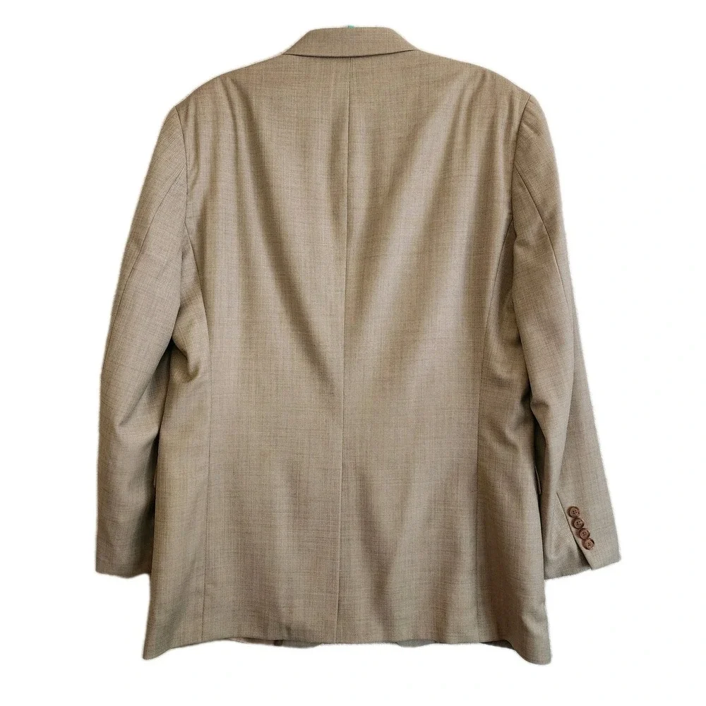 Ralph Lauren‎ Men's 44L Tan Beige Plaid Blazer Suit Jacket Sport Coat *Flaw